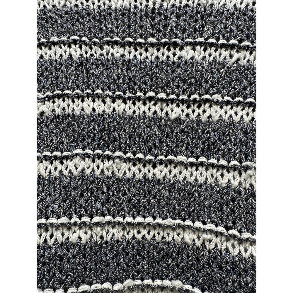 Free People Sweater Vest Womens Medium Grey Striped Fringe Cowl Neck Sleeveless - Picture 6 of 6